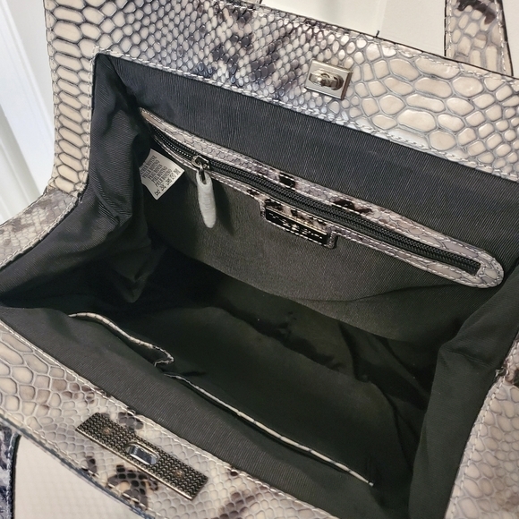 EC Tosca Blu Snakprint Leather Large Satchel/Tote Grey & Black - Picture 12 of 16